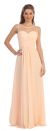Mesh Neck Ruched Bust Long formal Bridesmaid Dress in Peach